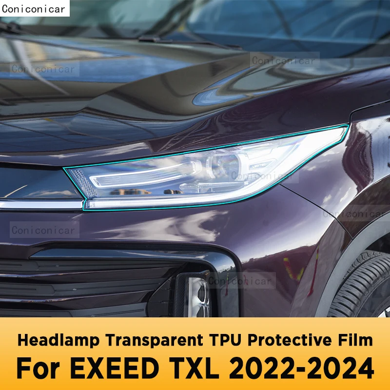 

For CHERY EXEED TXL 2022-2024 Car Exterior Headlight Anti-scratch Front Lamp Tint Transparent TPU Protective Film Sticker