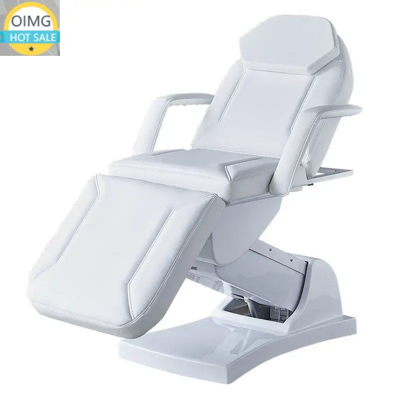 Eyelash Extension Bed Electric Multi-Functional Standing Ivory White PU Leather 3-Motor Electric Massage Bed Beauty Tattoo Bed
