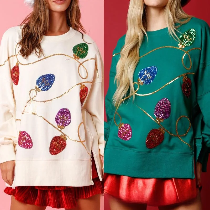 

Women's Festival Sequin Pullover Long Sweatirt Loose Fit Comfortable Polyester Hoodie Commute Sle Winter Faion