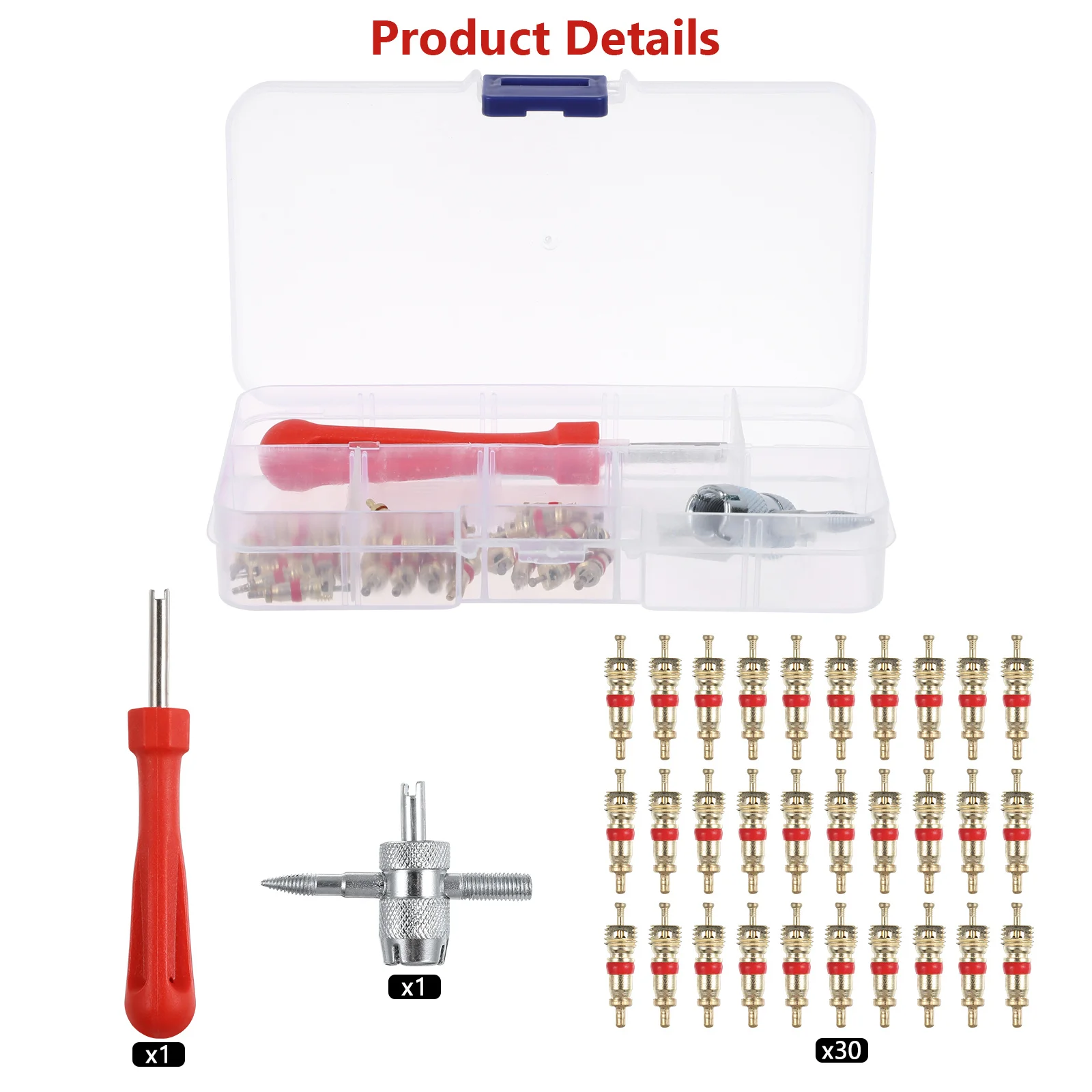 

32pcs Core Removal Tool Wrench Set For Auto Car Tire Valve Repair Durable Adjustable Tool For Bike Motorcycle Truck Tire Core