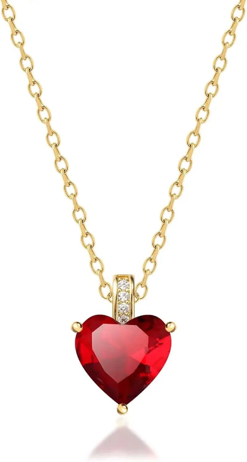 Fashion Gold Zircon Fine Chain Necklaces Colorful Diamond Love Heart Shape Necklace for Women Wedding Party Jewelry Gift