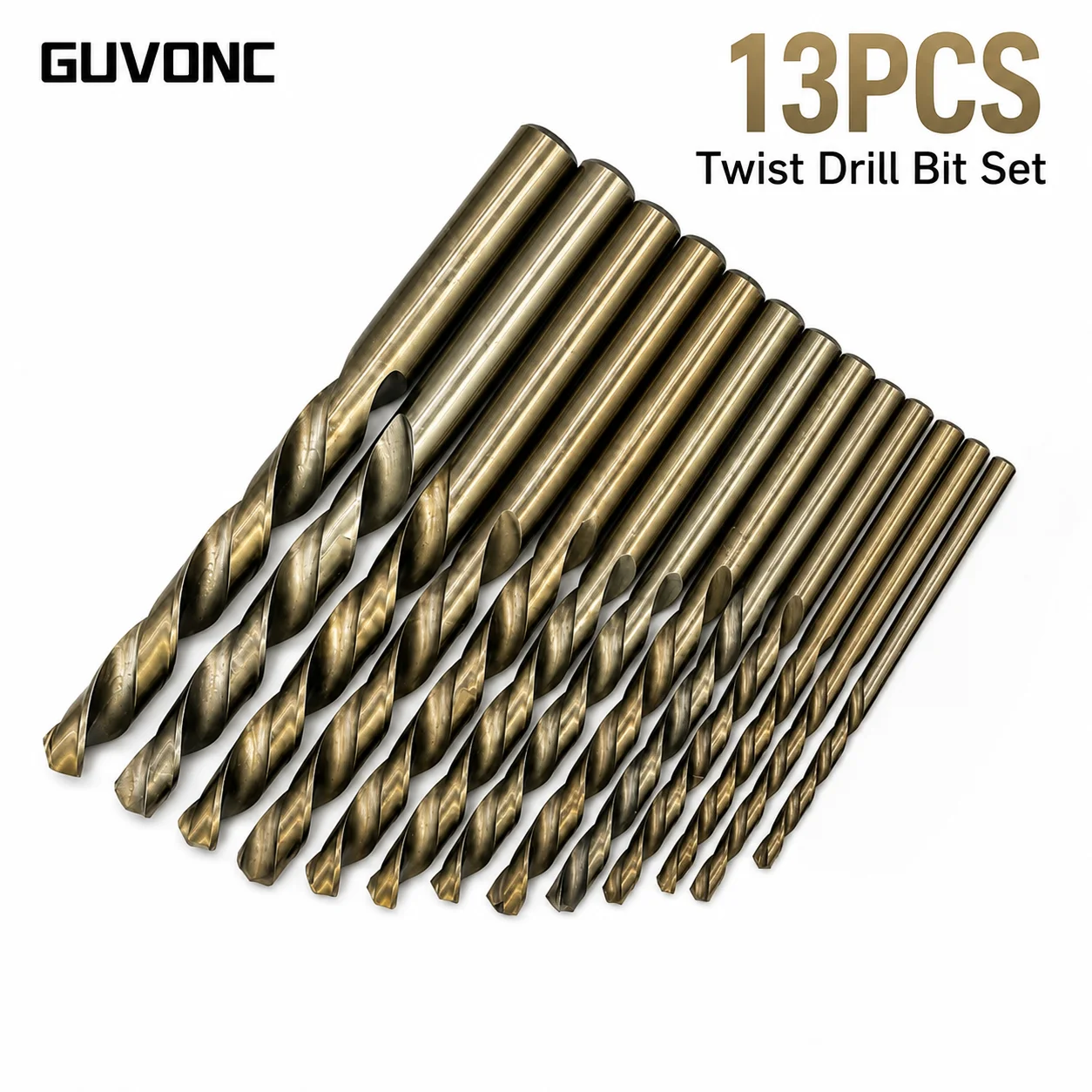 13pcs HSS Twist Drill Bit Set Straight Shank 135 Split Point Wood Metal