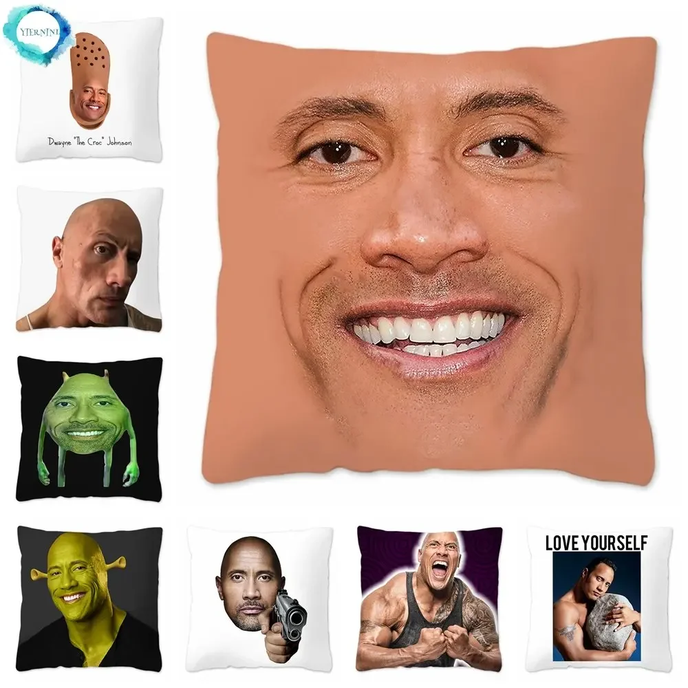 Funda de cojín de The Rock Face para decoración del hogar, divertida funda de almohada de sofá de poliéster, 45x45, para sala de estar