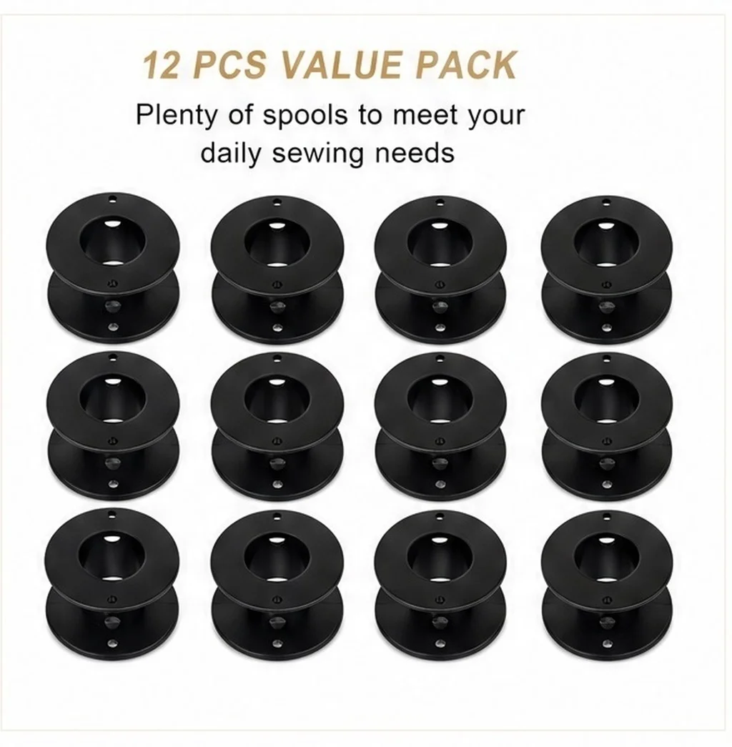 12Pcs High-Durability Plastic Bobbins for All Sewing Machines Smooth Surface Large Size Thread Spools Clear Visibility Rust-Free