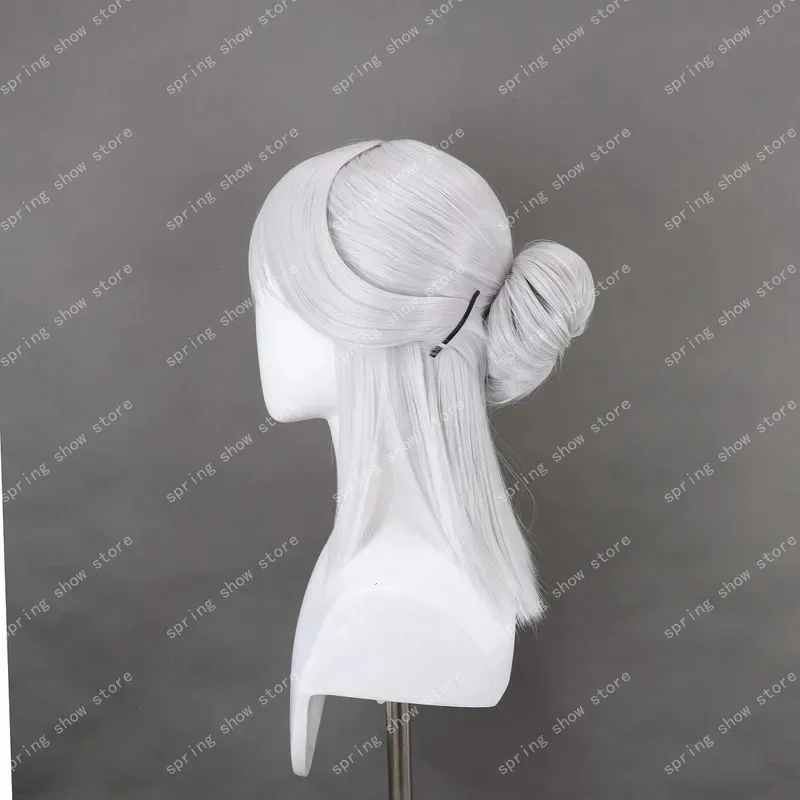 DY20Witcher 3 سيريلا فيونا إلين ريانون سيري كوسبلاي شعر صناعي فضي رمادي متوسط طويل على غرار شعر مستعار كوميدي 25