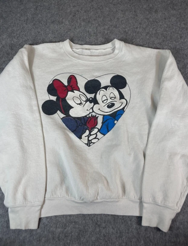 공식 디즈니 캐릭터 프린트 편안한 면 소재 가을 겨울 플리스 라운드넥 후드티 여성 및 커플용