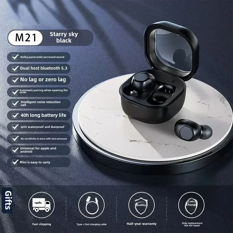 New M21 True Wireless Bluetooth Earphones In Ear Noise Reduction Compact and Portable Sports Music Earphones