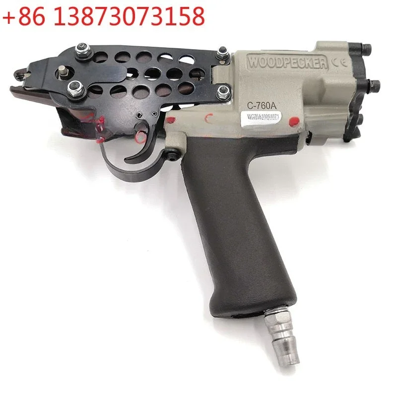 WOODPECKER  C-760A 16 Guage Pneumatic Hog Ring Gun, 3.0mm Closure Diameter Woodpecker Staple Gun