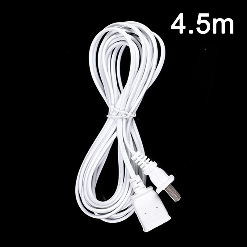 

4.5m AC Power Cord White Black Line With On/Off Switch Button Cables Wire Two-pin US Plug Cable Extension Cords EU Type Adapter