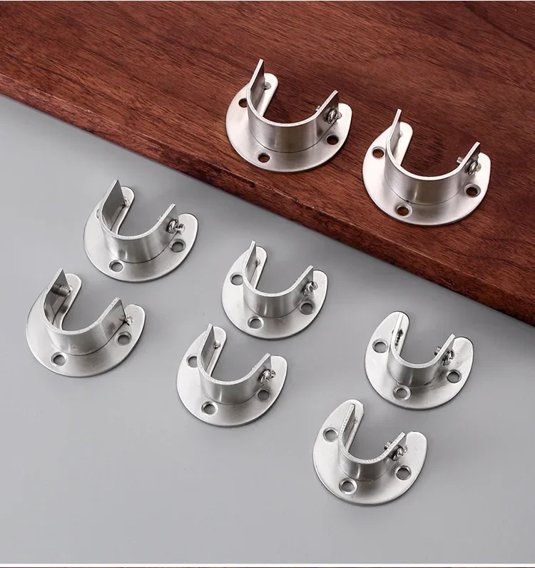 Edelstahl-Rohrhalter, Kleiderstange, Kleiderschrank, Kleiderhalter, silbernes Rundrohr, offener Flansch, Sitz, Rundstangenrohr