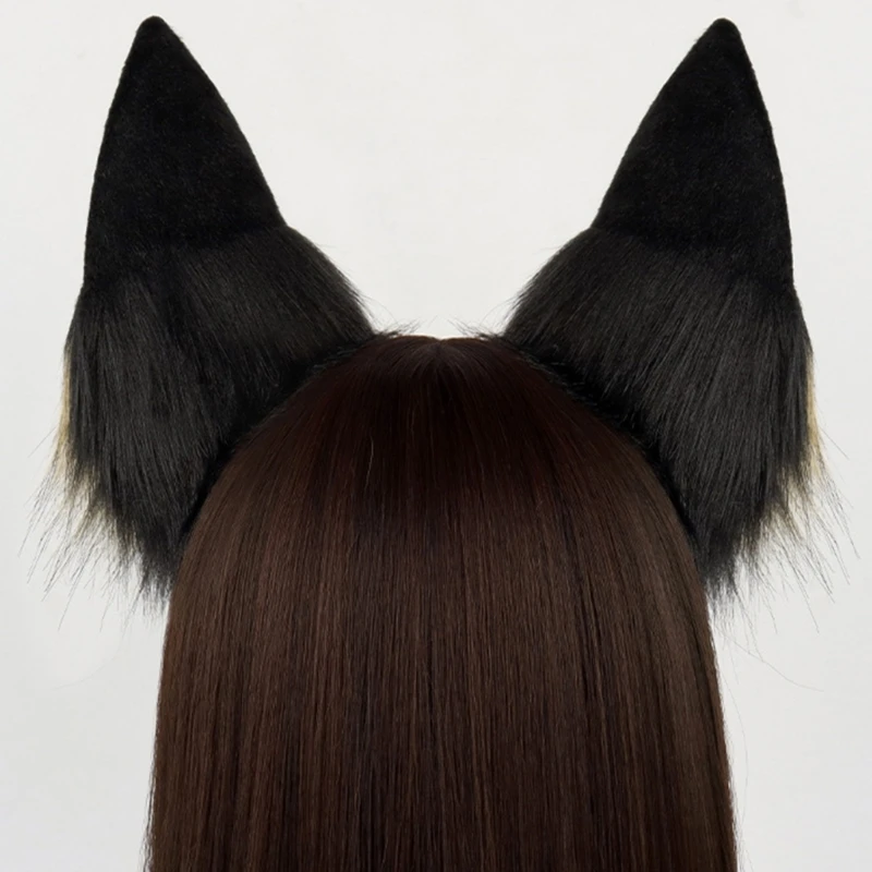 Handmade Halloween Wolf Dog Ears Tail Cosplay Accessories Animal Hair Band Wolf Tail for Women Girls Party Dress up Costume