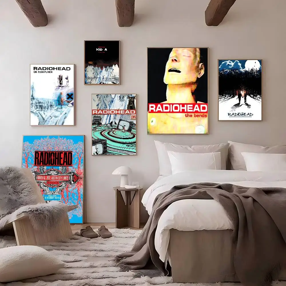Pósteres Vintage de banda de Rock r-radiohead, pegatina de papel Kraft Retro adhesiva, bricolaje, habitación, Bar, cafetería, decoración de habitación Kawaii, 1 ud.
