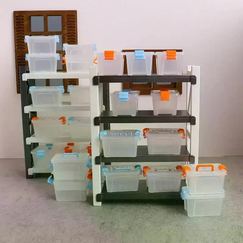 5 pçs casa de bonecas mini caixa armazenamento transparente caixa de ferramentas modelo casa de bonecas decoração casa de bonecas micro cena decoração adereços