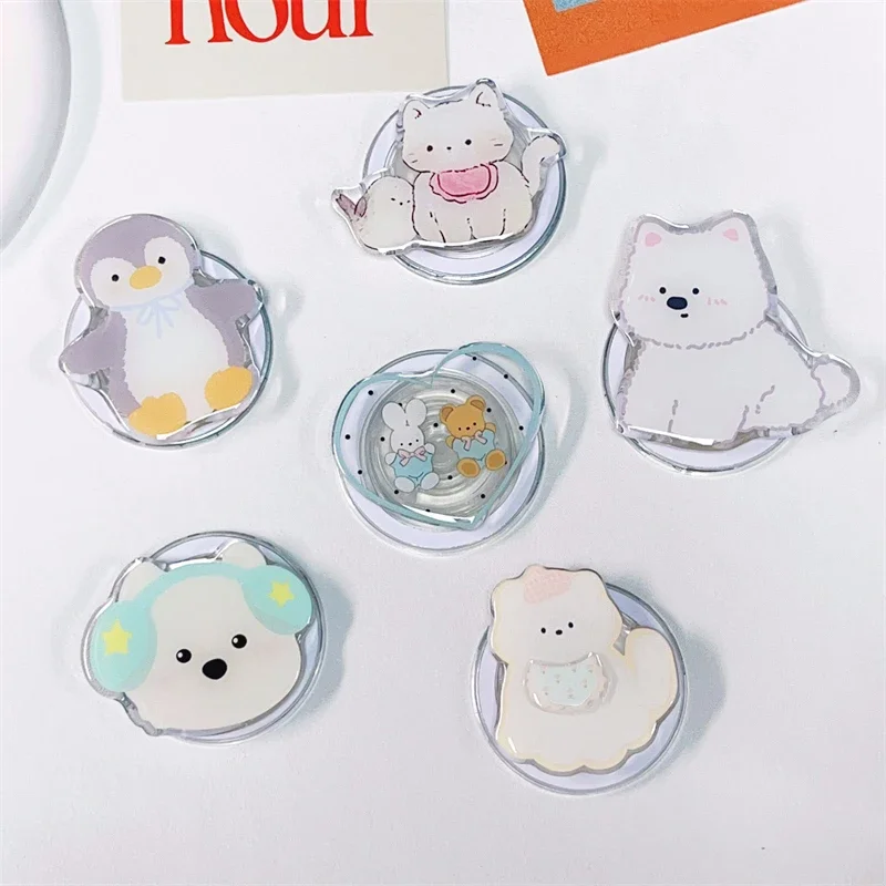 

Korean Cute Cartoon Cat Dog for Magsafe Magnetic Phone Griptok Phone Holder Stand Universal Phone Ring Grip Tok for IPhone 15