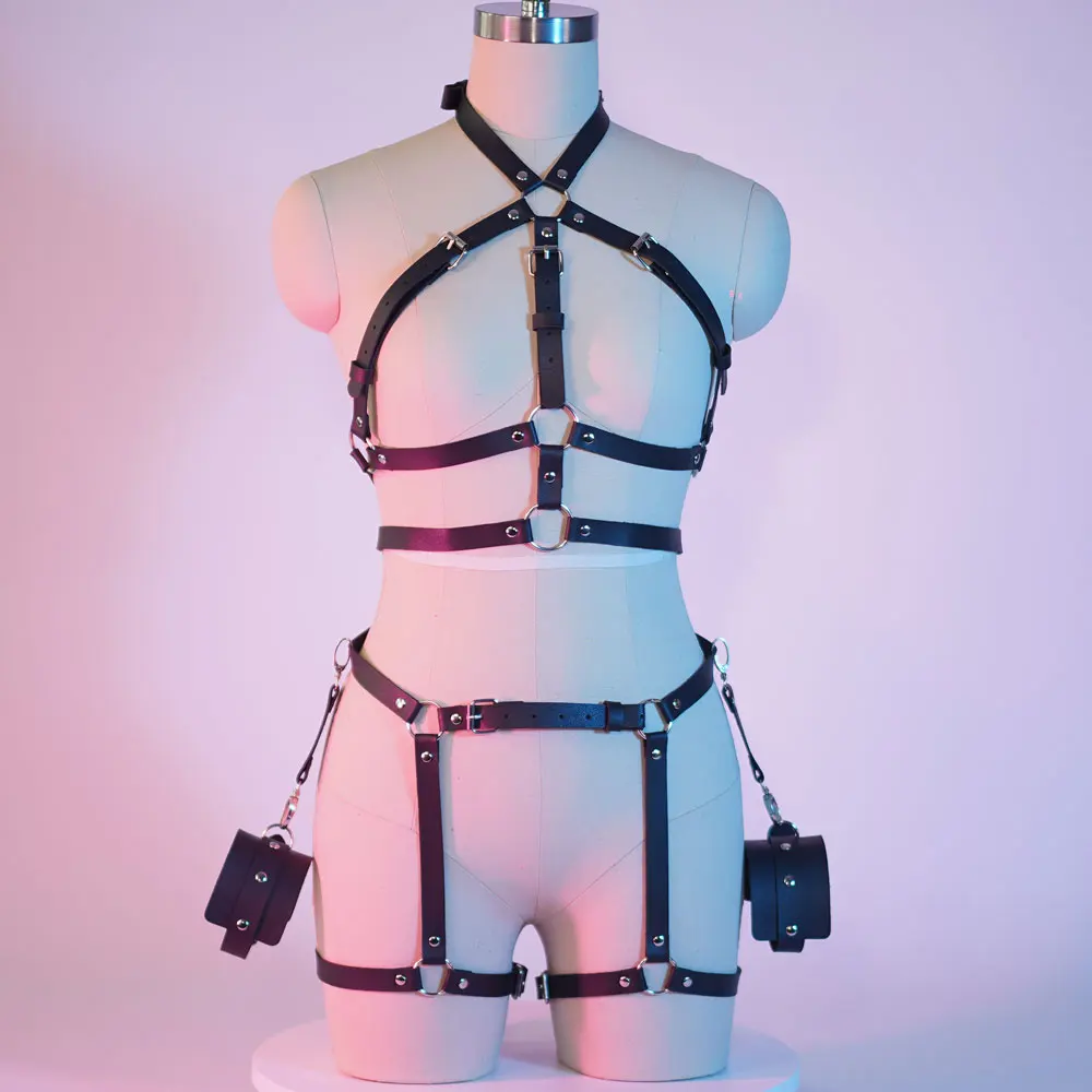 Sexy Lingerie in pelle Bondage imbracatura per il corpo per le donne giocattoli del sesso Bdsm Lingerie reggicalze calze fetish Wear accessori donna