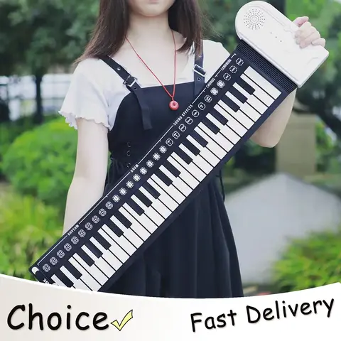 IRIN 49-Key Hand Roll Up Piano Silicone Portable Keyboard Musical Instrument for Education Foldable Beginning Electronic Piano