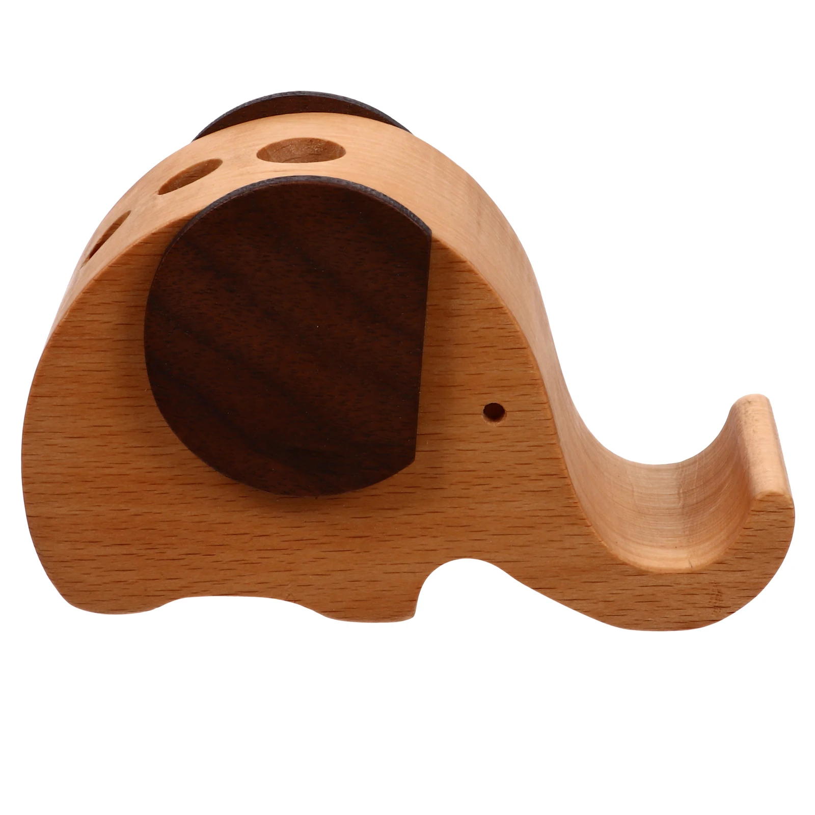 

Wooden Phone Stand Elephant Pen Holder Desktop Tablet Bracket Smartphone Support Hand-Free Video Watching Home Office Use Gift