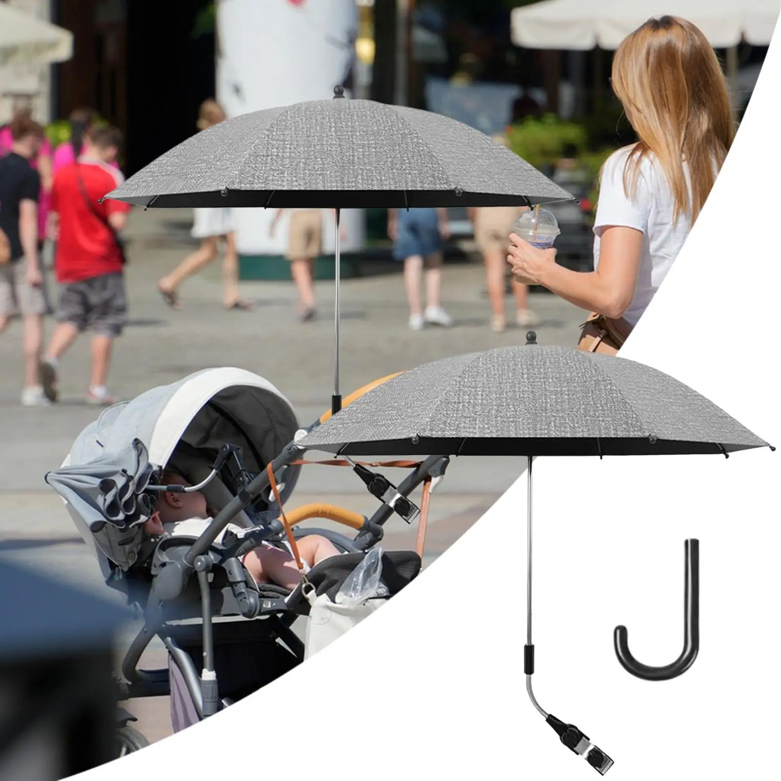 Stroller Umbrella Clip On Portable Pushchair Umbrella Waterproof Parasol For Baby Tricycle Stroller Walking Pushchair Rainproof