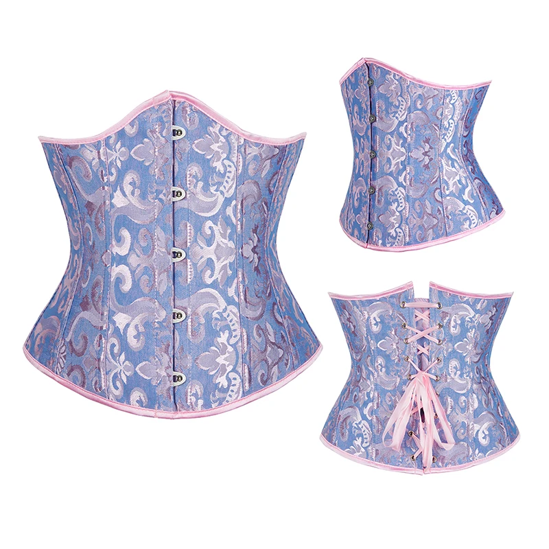 Damen Gothic Jacquard Unterbrust-Korsett Bustier Taillengürtel Schlankheits-Bodyshaper Korsett Dessous Übergröße Party Clubwear – Detail 3
