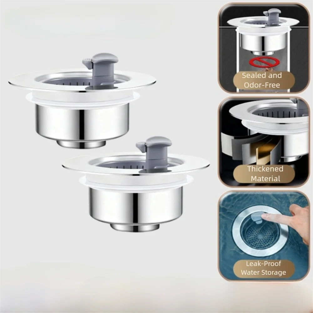 

Stainless Steel Sink Drain Strainer Anti-blocking Easy Install Sewer Drain Filter Hair Clean Up Drain Basket