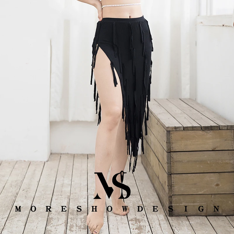 Belly Dance Sexy Skirt Double Slit Tassel Double Hight Slits for Women Summer Dance Outfit Suit Performance Accessories