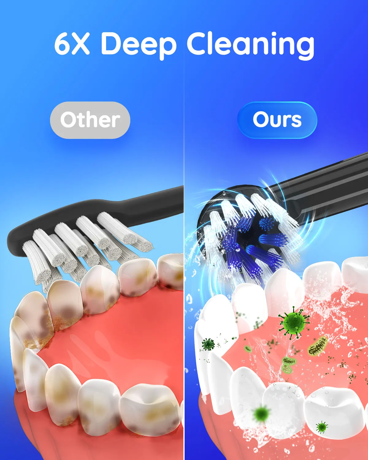 فرشاة أسنان كهربائية بالموجات الصوتية 3 طرق USB تهمة الكبار مقاوم للماء بالموجات فوق الصوتية التلقائي الروتاري الأسنان 4 فرش استبدال رؤساء