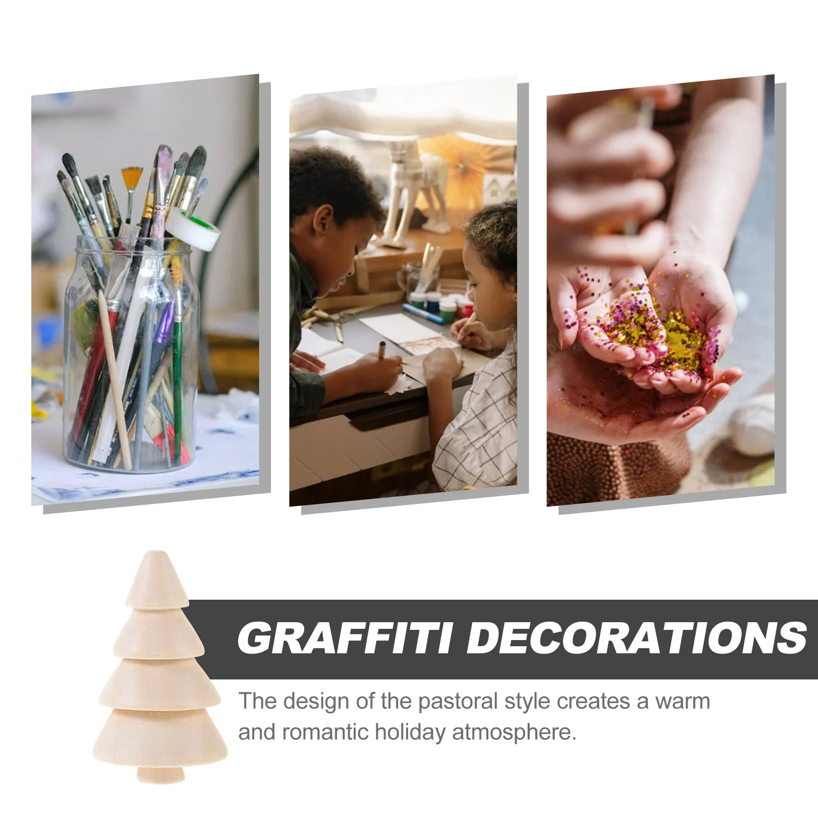 

10Pcs Unfinished Wood Xmas Tree Decorations DIY Christmas Ornaments Blank Wooden Crafts Home Office Party Decor