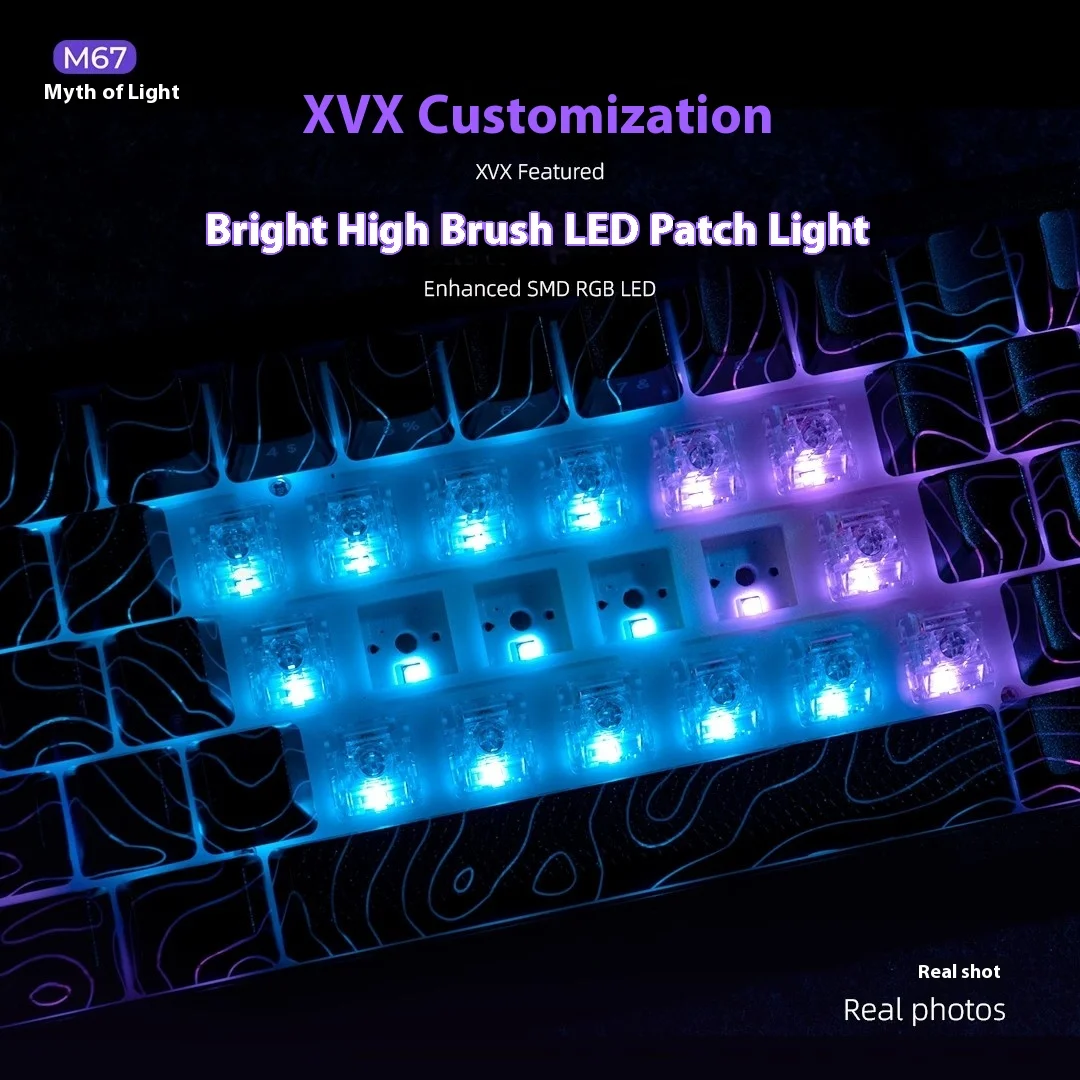 Imagem -03 - Teclado com Fio Mecânico Smd Aprimorado Rgb Led Imd Keycaps Teclado para Jogos Suporte Qmk Via Junta Presentes pc Gamer Xvx-m67