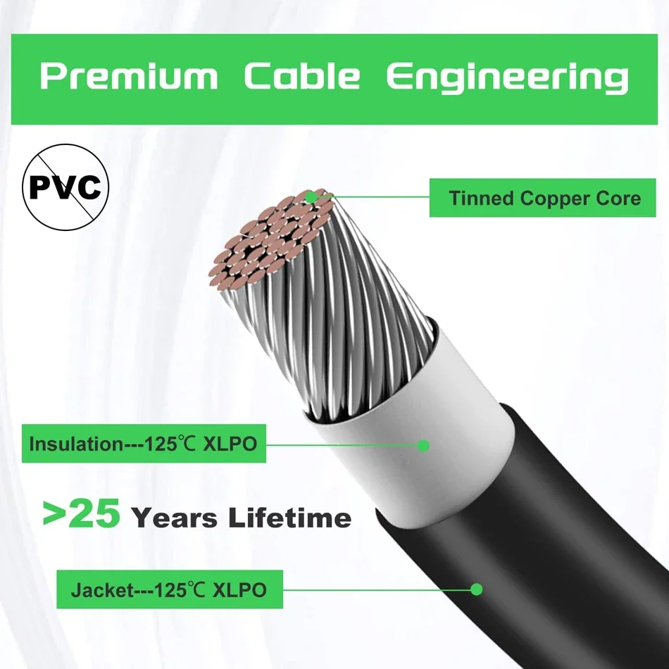 Power Solar Connectors 30A Y-Branch Cable, Solar Cable Parallel Adaptor in Pair for Solar Panel 1*M/FF+1*F/MM black red Power