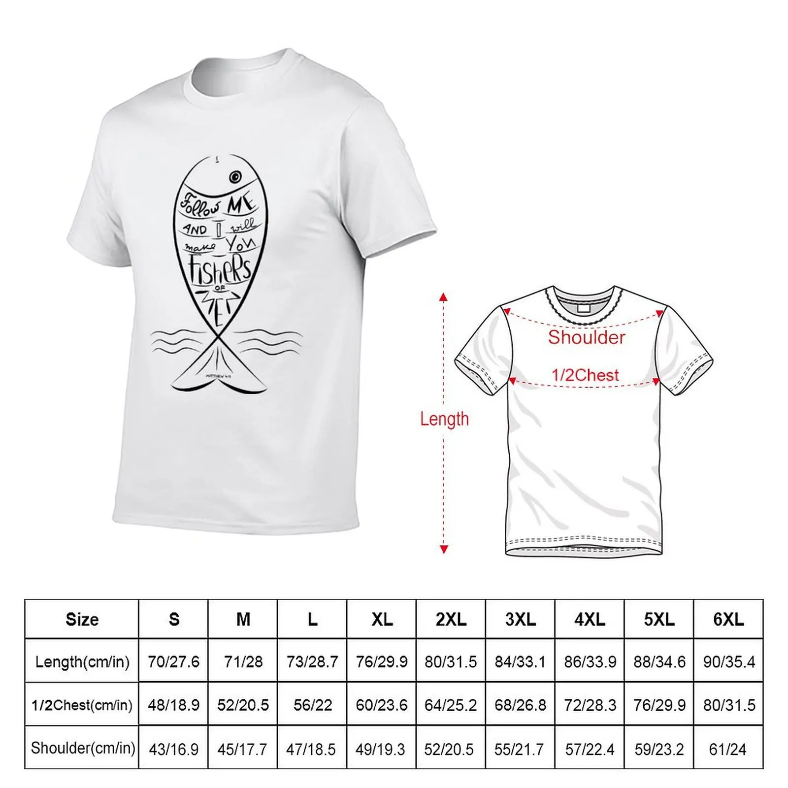 Follow me and I will make you fishers of men T-Shirt Summer Print Short Sleeve Tee