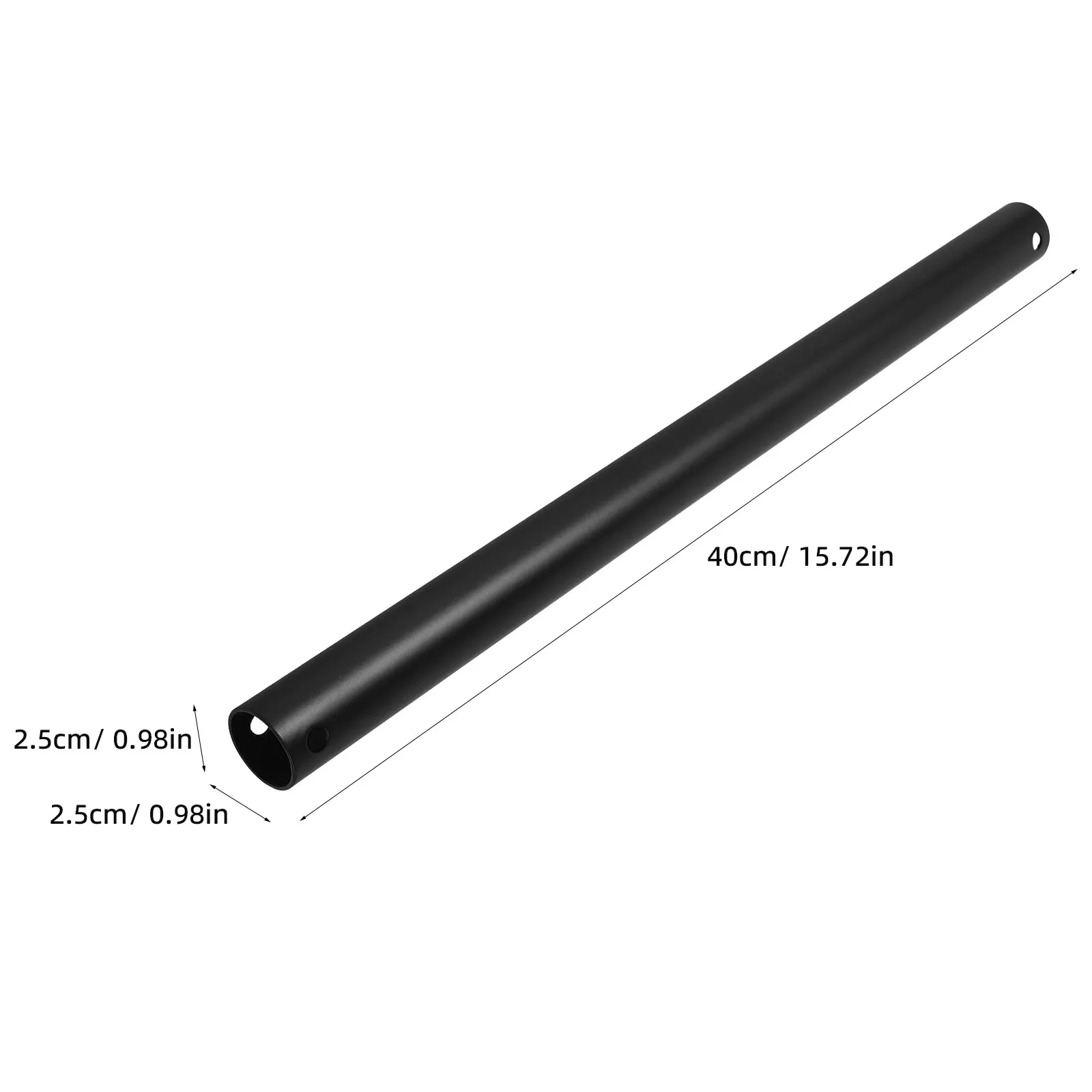 2Pcs Ceiling Fan Downrod Extension Black Matte Iron Not Threaded 40Cm Height Extender for High Ceiling Fans Lamp Rod Extension