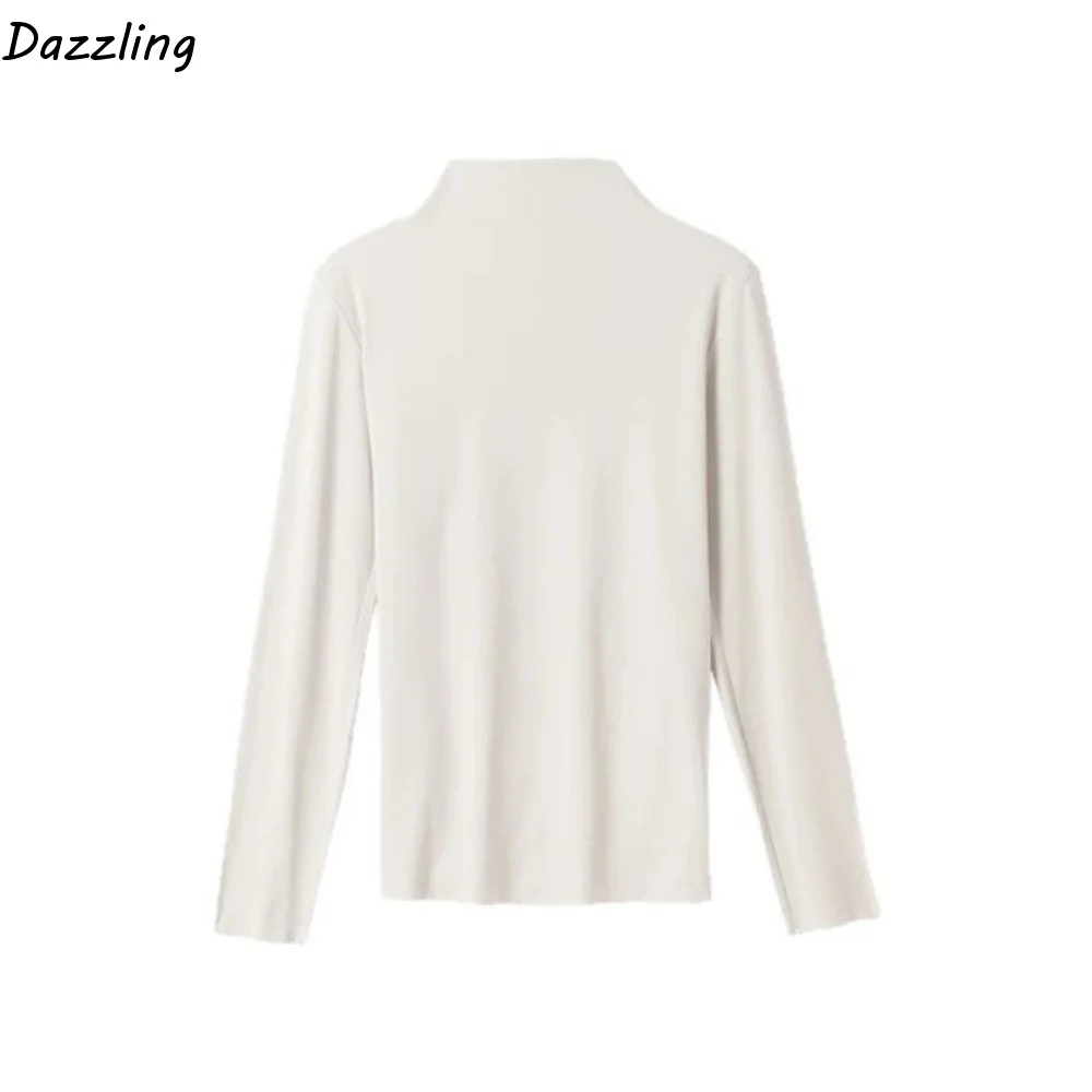 Comfortable Half-neck Collar Thermal Base Shirt Slim Fit Elastic DE Velvet Bottoming Shirt Warm Long Sleeves Innerwear Ladies