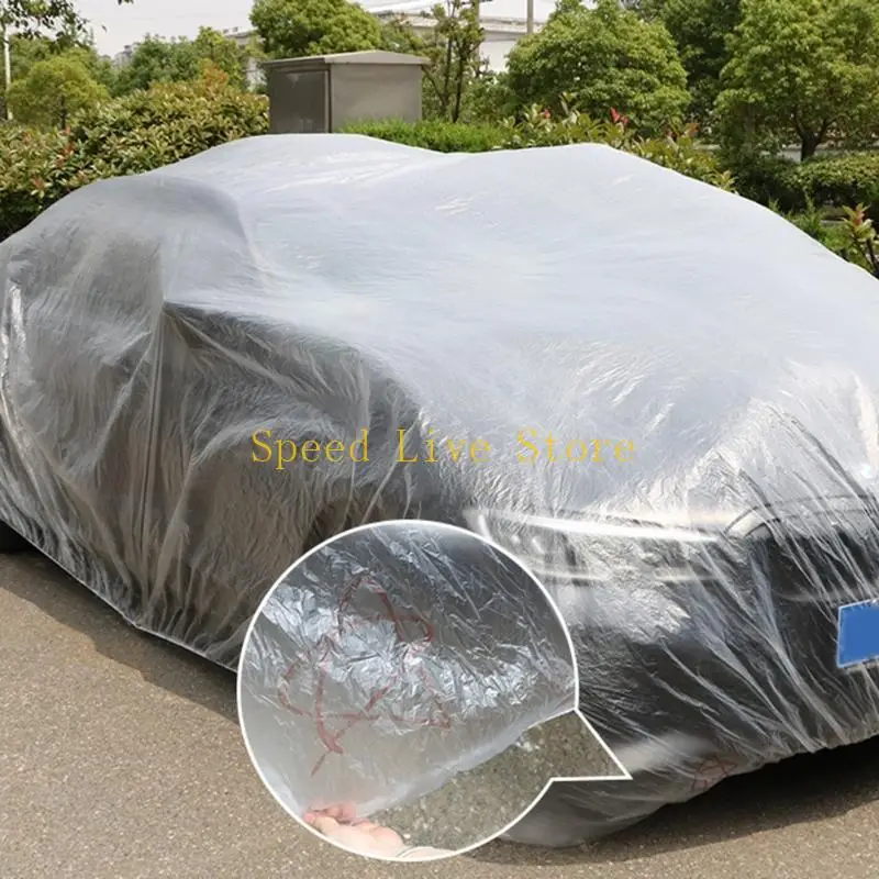 547C Disposable Car Cover for Automobiles All Weather Waterproof, Outdoor Cover Sun Rain Protections, with Elastic Band
