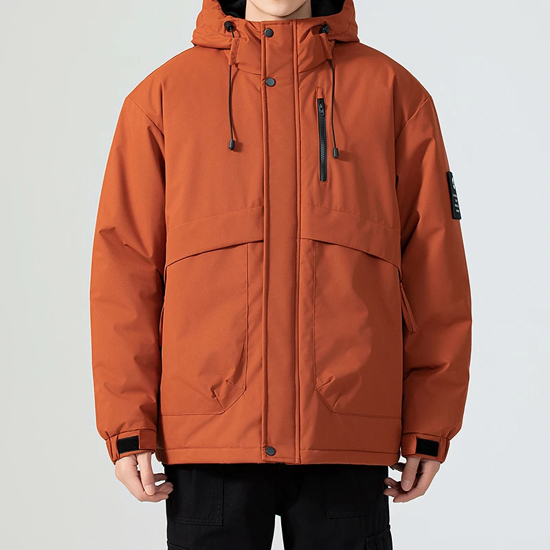 سترة الصيد الرجالية معطف تسلق الجبال الرجال سميكة معطف مقنع شتاء جديد فضفاض الرجال سترة العمل بسيطة وعصرية #1