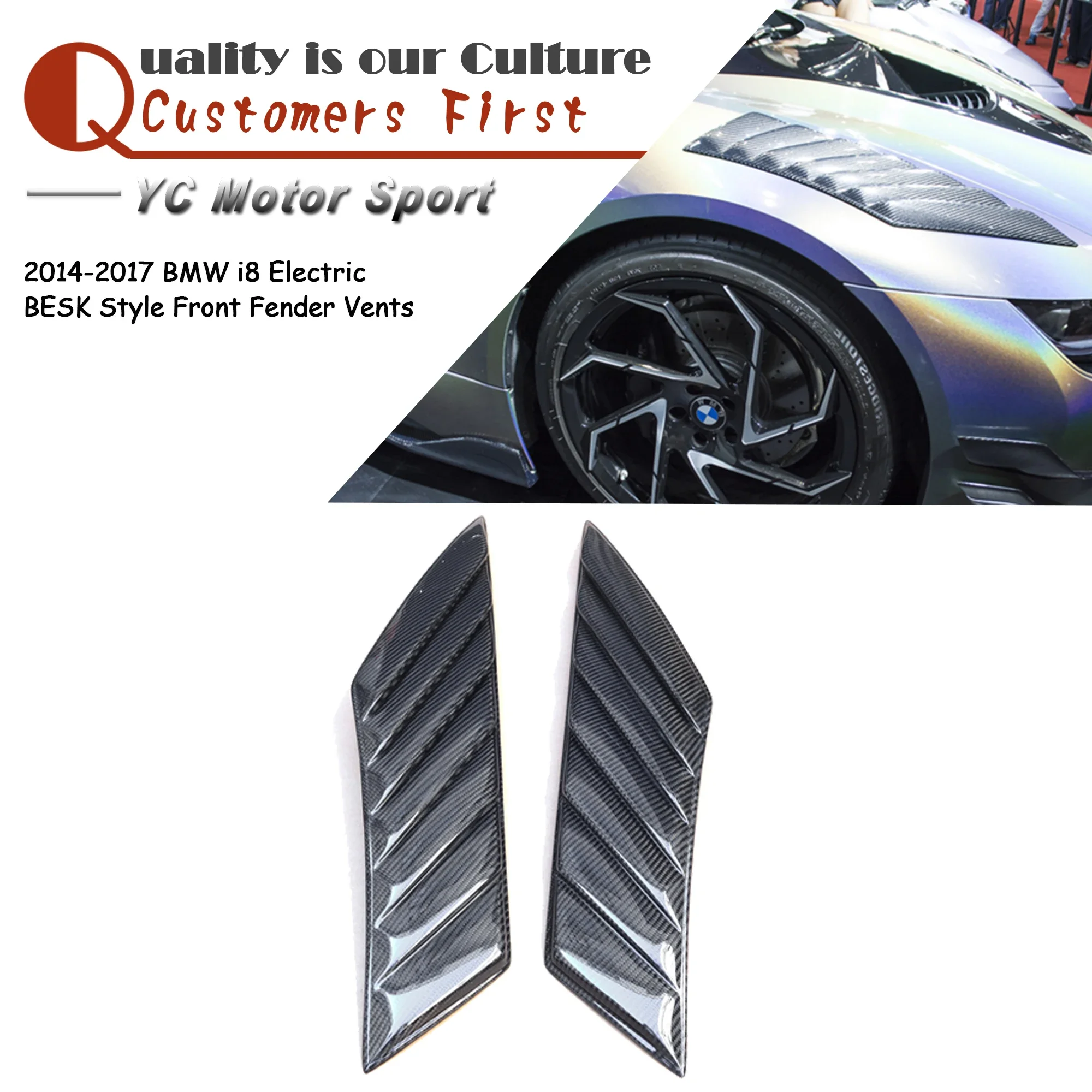 

Car Accessories Perfect Fitment CF Carbon Fiber Front Fender Vents Fit For 2014-2017 i8 Electric BESK Style Front Fender Vents