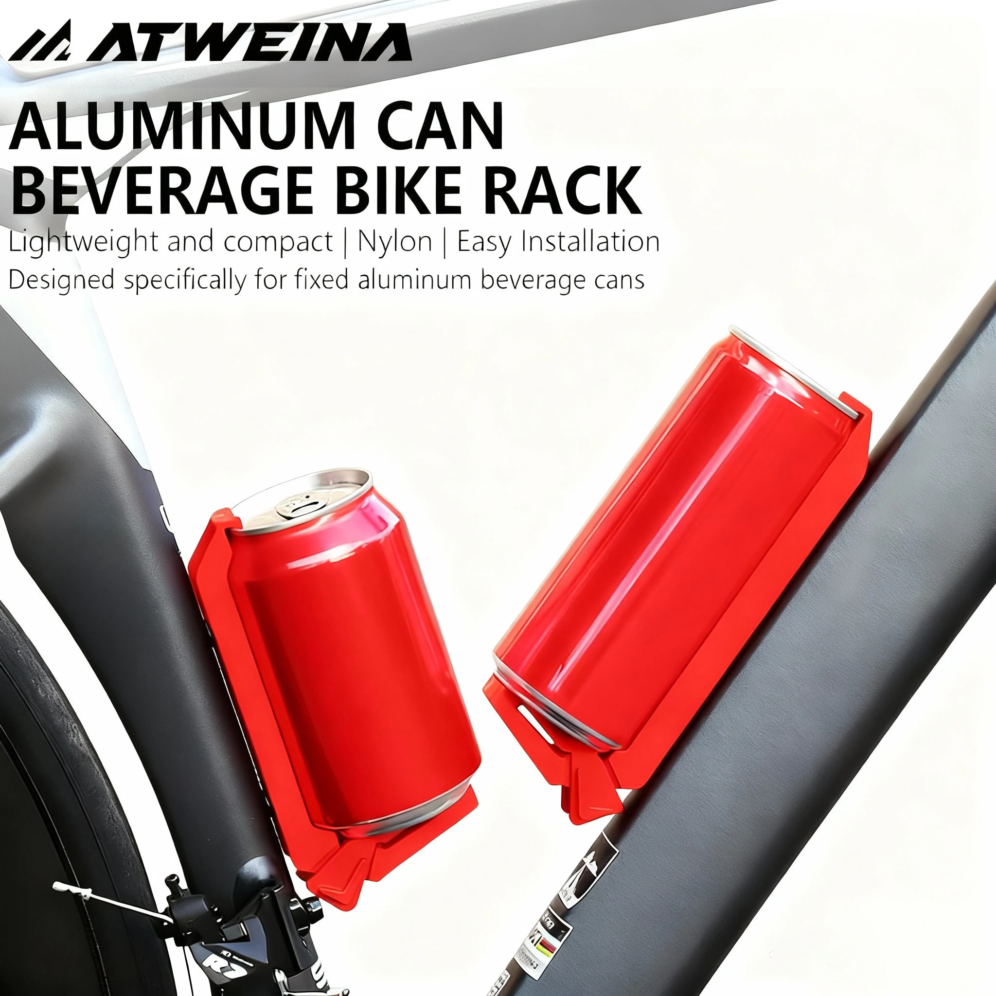 

ATWEINA Bike Can Holder Aluminum & Nylon Drink Rack for 330ml Cans 2 Styles Easy Mount for Road MTB Bike