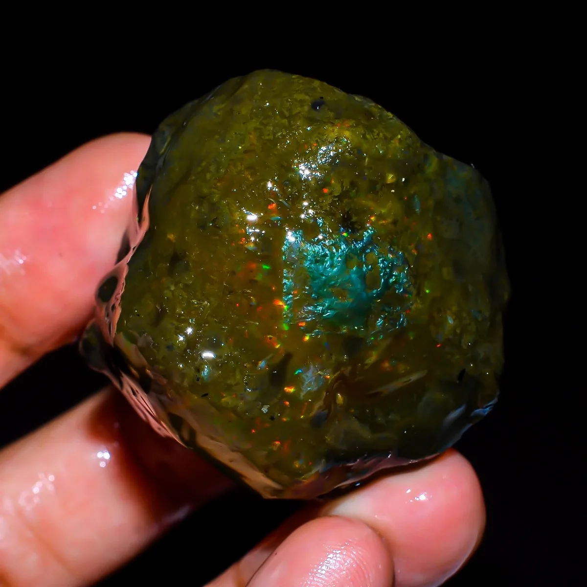 Natural Ethiopian Welo Opal Rough Raw 25-80CT Fire Gemstone Rainbow Flash Loose Gemstone Mineral Specimen Randomly Selected One view 2