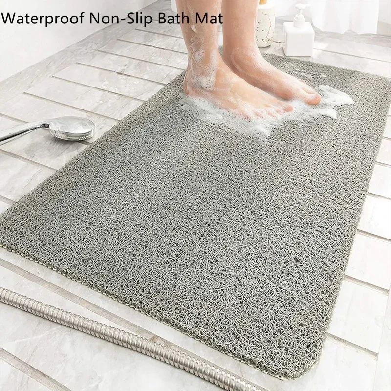 1Pc Bathroom Anti-slip Mat Mildew Proof Waterproof Shower Mat Soft Massage Home Bath Kitchen PVC Washable Quick Drying Floor Rug