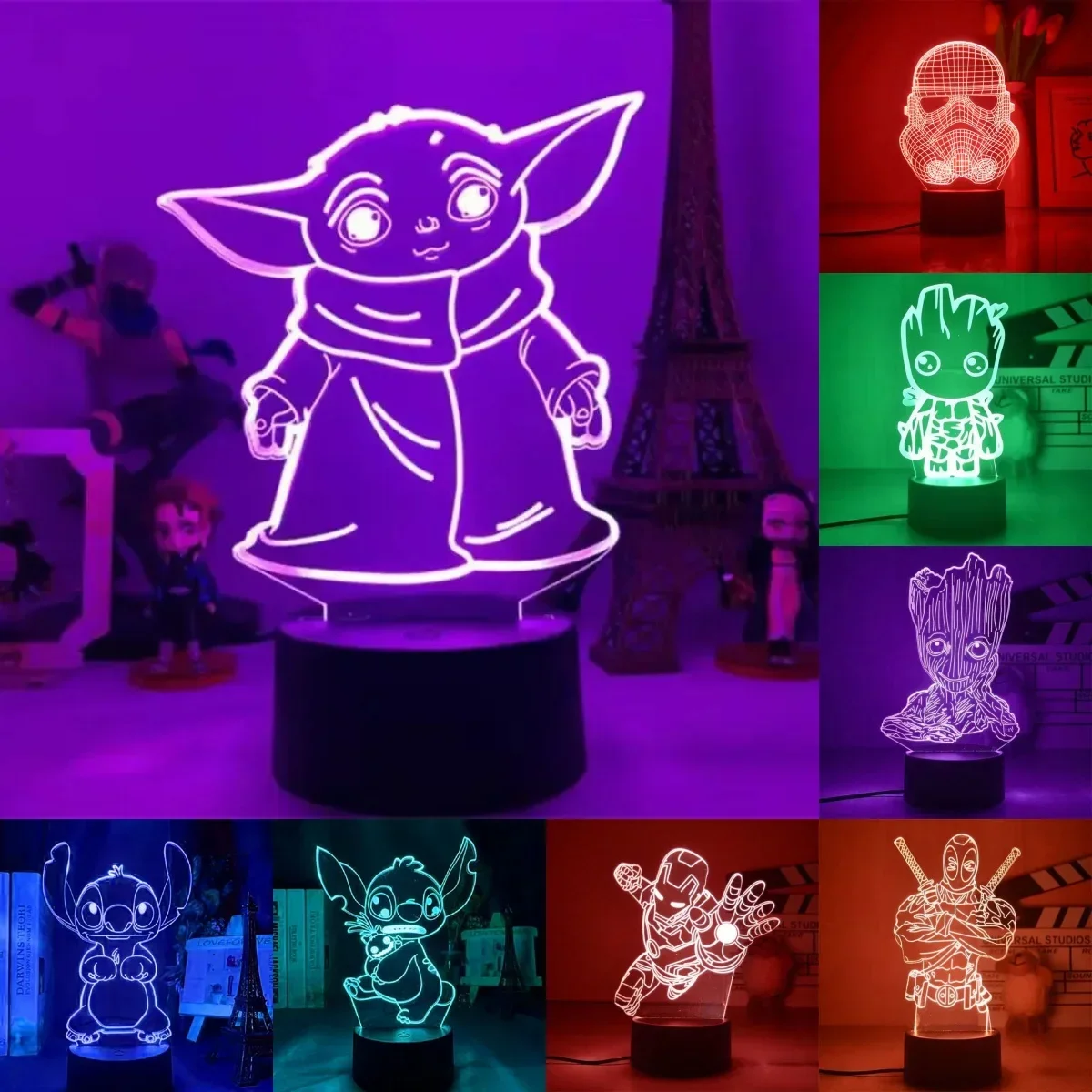 disney-veilleuse-3d-star-vanpour-enfants-lampe-led-anime-bebe-yoda-figurines-d'action-de-dessin-anime-modele-de-lampe-de-table-cadeaux-d'anniversaire