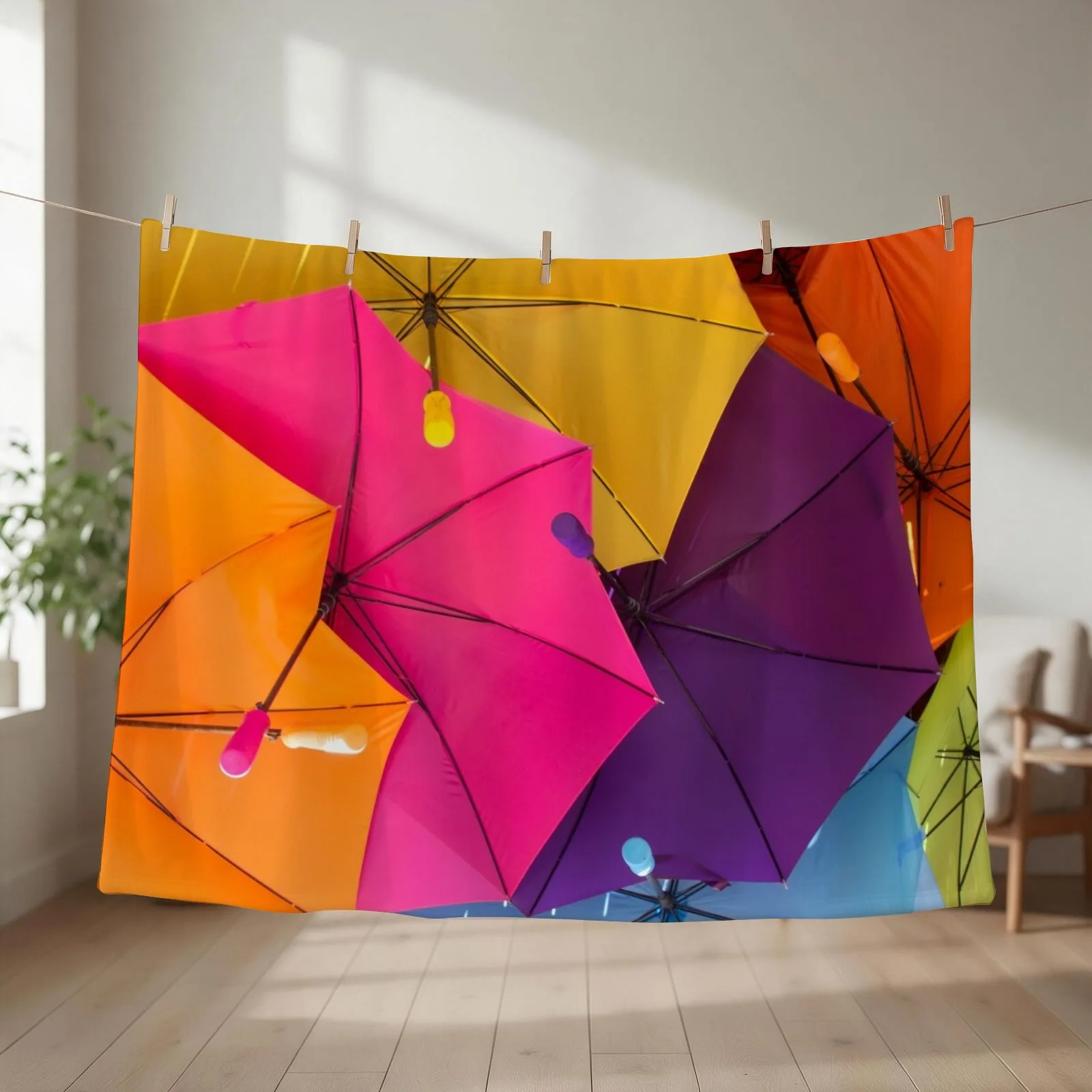 Sunshine umbrellas Throw Blanket couch cozy soft plush fuzzy picnic outdoor blanket