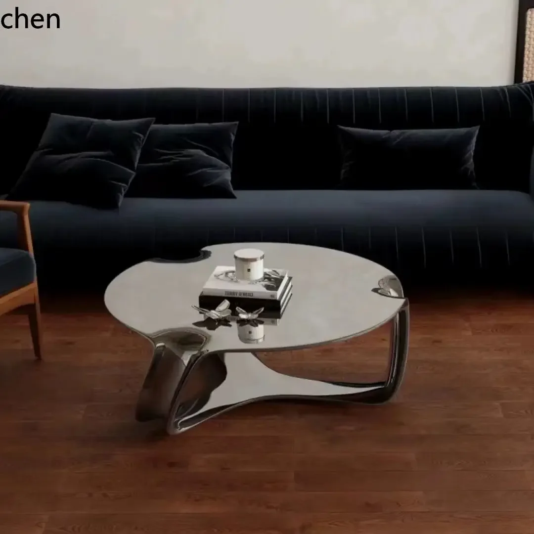 Y17- Modern Creative Small Apartment Model Room Hotel Stainless Steel Hollow Cloud Coffee Table