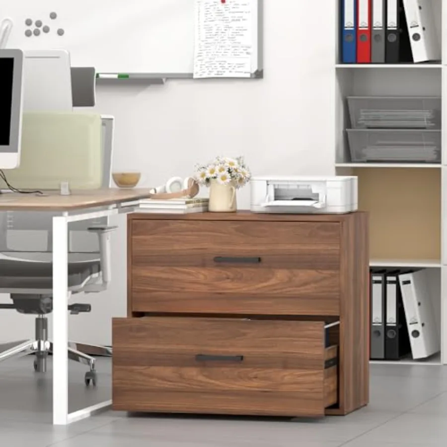 Lateral File Cabinet, 2 Drawer Filing Cabinet, Wood File Cabinets for Home Office, Wide Filing Storage Cabinet for Letters for