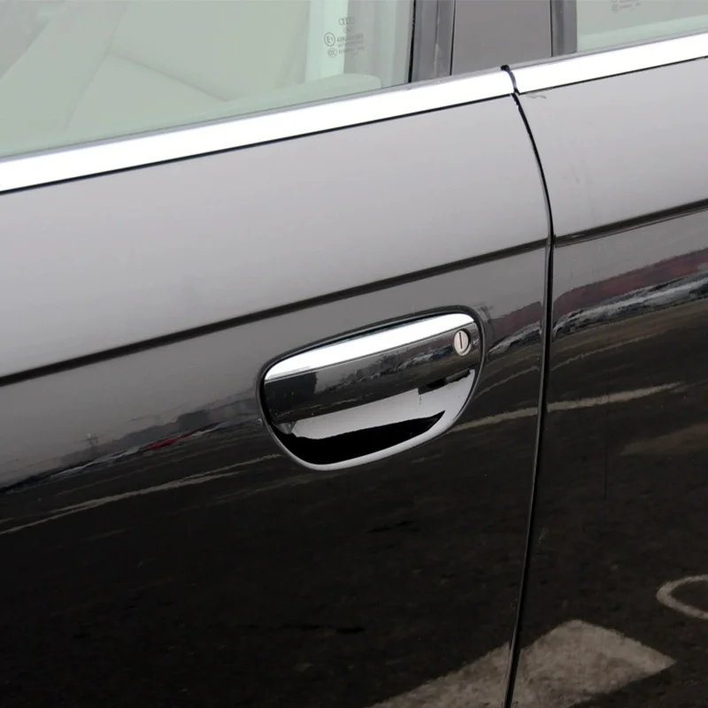 4 pcs Car Outside Door Pull Grab Handle Cover Black For AUDI A6 C6 2005-2011 Black Silver