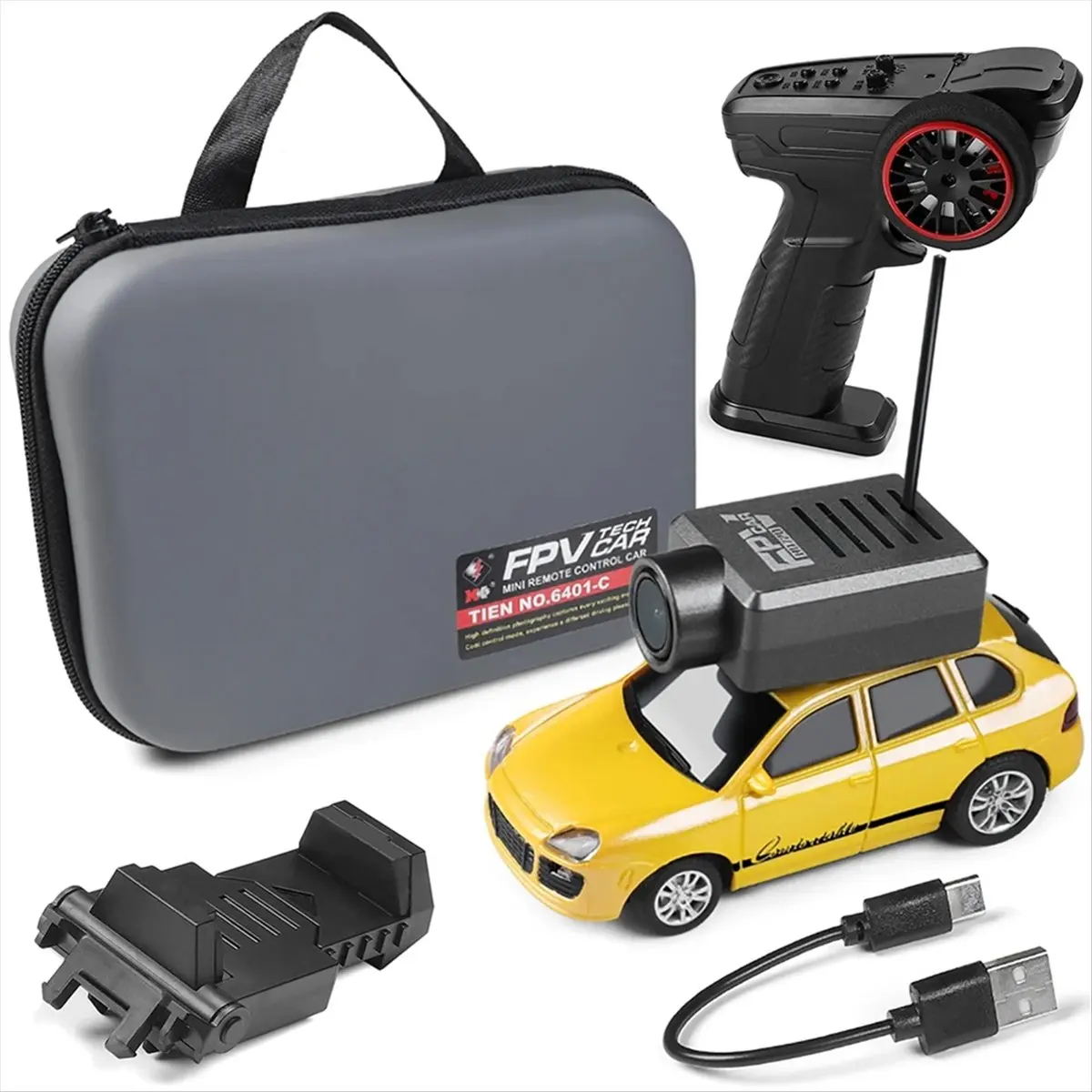 A26Z 6401 FPV RC Cars 1:64 with 720P FPV Camera WiFi APP Control 2.4G Remote Control FPV VTX Mini Racing Car Toys Kit Yellow