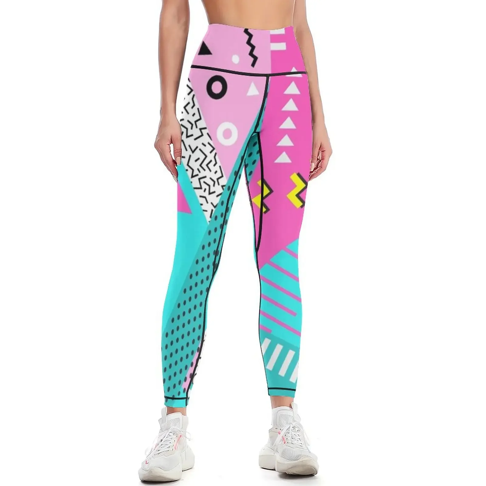 

80s Baby Neon Hot Pink Blue Leggings flared sport legging Women's sports pants Womens Leggings