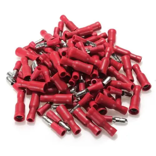 Terminali a crimpare con connettori bullet femmina e maschio assortiti rossi da 50 set