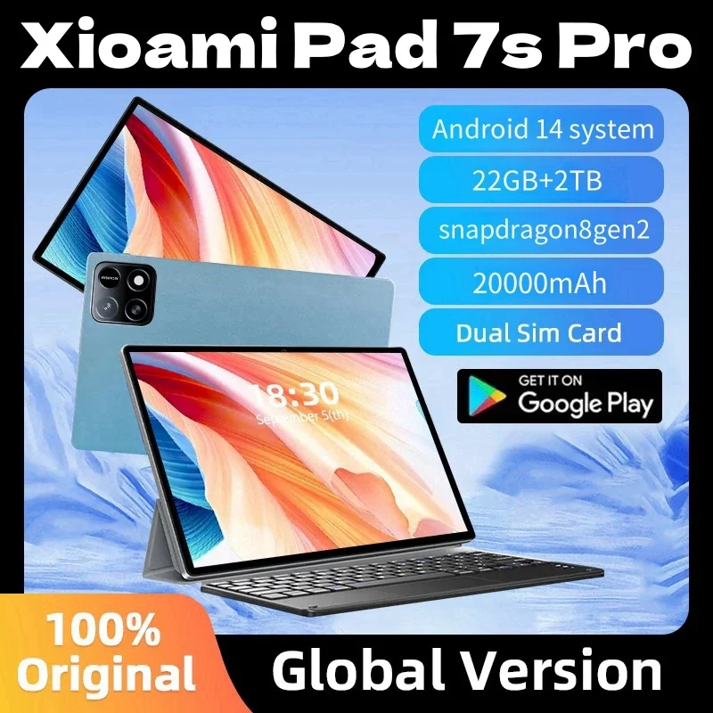 2025 New Original Global Edition Tablet PC Pad 7S Pro Snapdragon 8gen2 Android 14 HD 4K 22GB+2TB 5G Tablet Dual SIM WIFI tablet