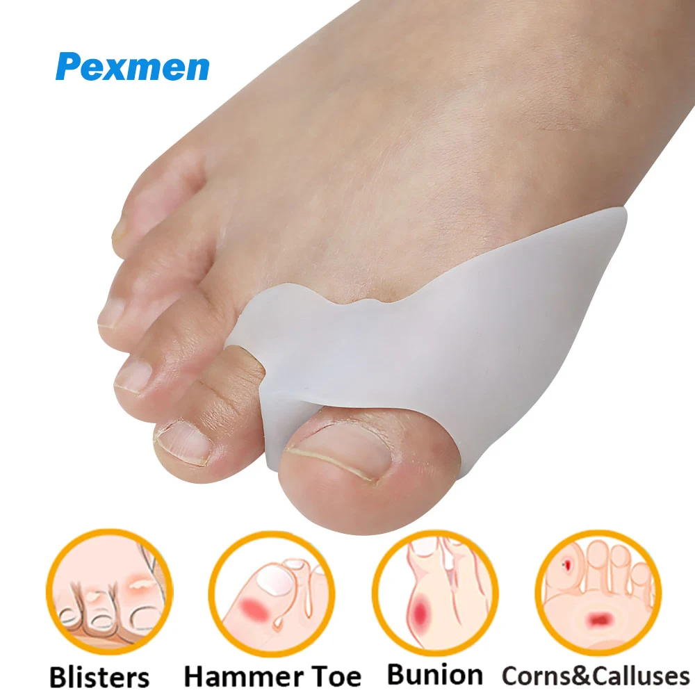 

Pexmen 2Pcs Soft Gel Bunion Pad Toe Spacer Separator Bunion Corrector Bunion Corrector with Separator for Big Toe Foot Care Tool