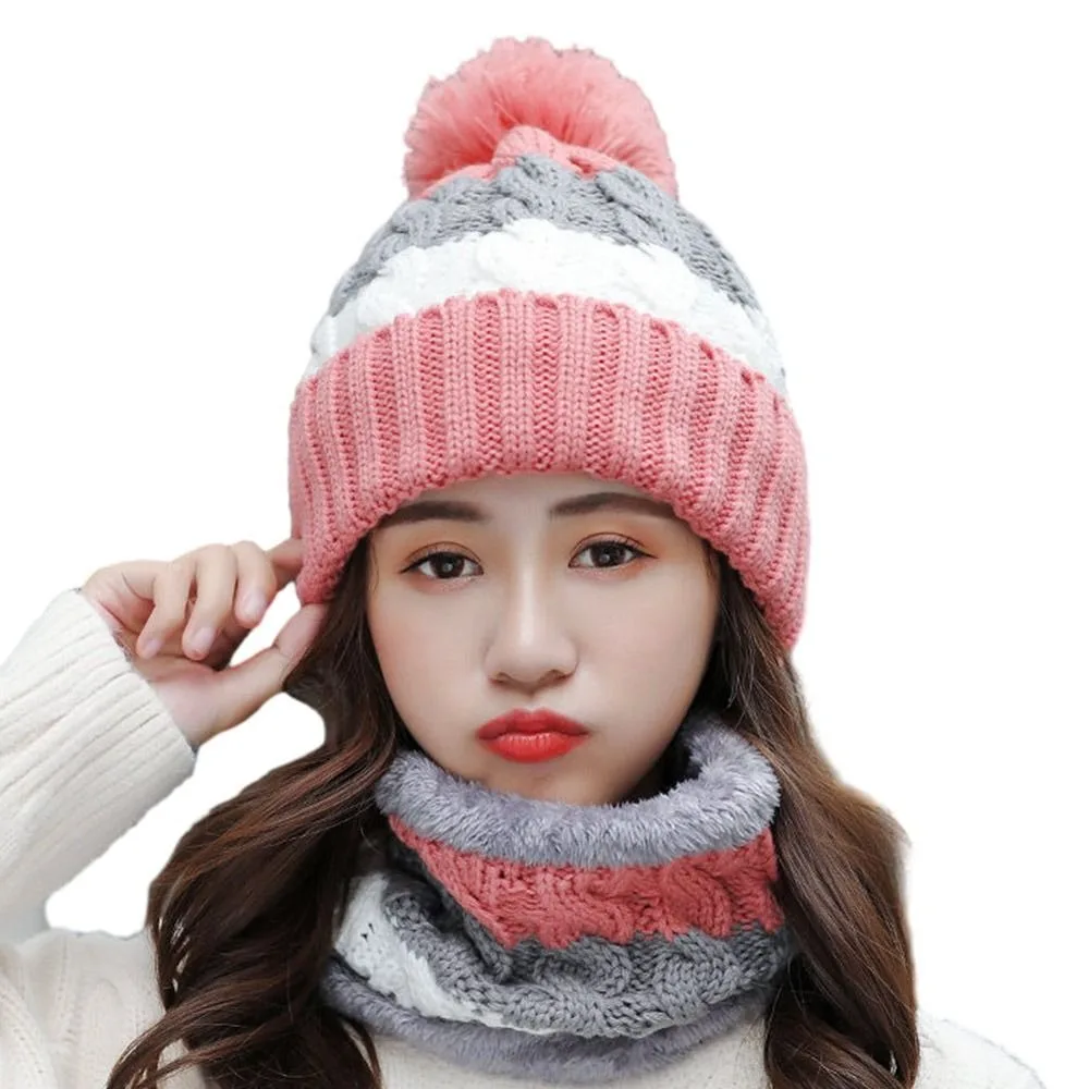 

Korean Style Coral Fleece Scarf and Hat Set Soft Thickened Hooded Thermal Cap Ball Top Cold Proof Scarf School