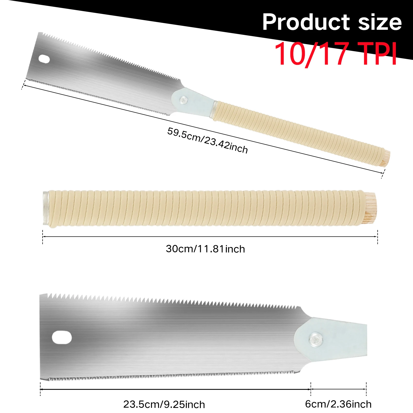 Japanese Hand Saw 9.3inch High Carbon Steel Double Edged Handsaw Incisive Handle Pull Saw 10/17 TPI Woodworking Cutting Tool